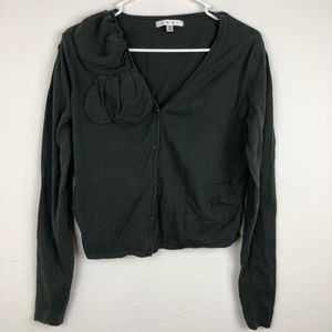 CAbi Button Down Cardigan Top Olive Green Medium